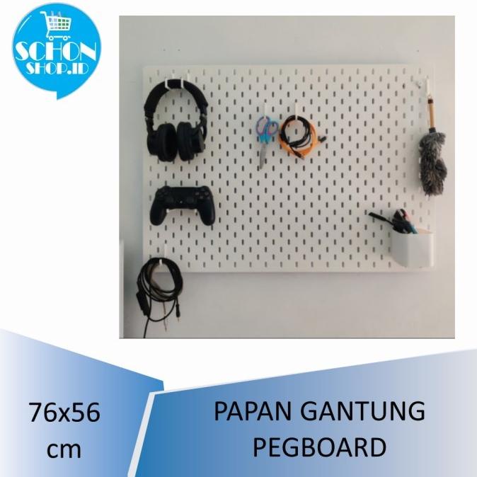 

Papan Dengan Gantungan PegBoard Motif Kayu/Putih-Rak Dinding 76x56cm