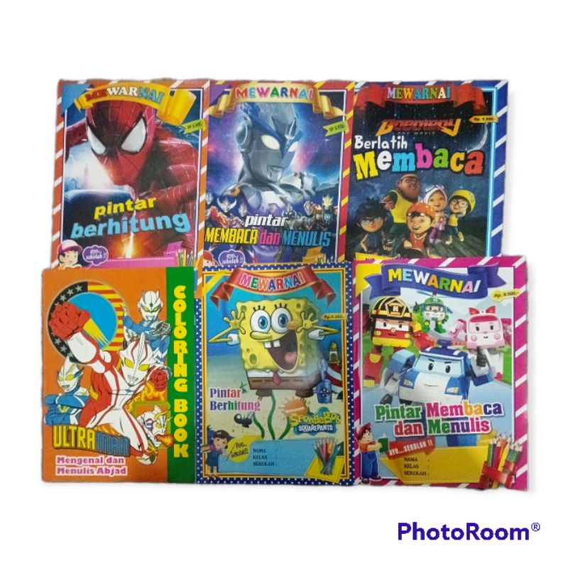 Buku Mewarnai Anak Seri Laki Laki - Paket 5 Pcs Motif Acak