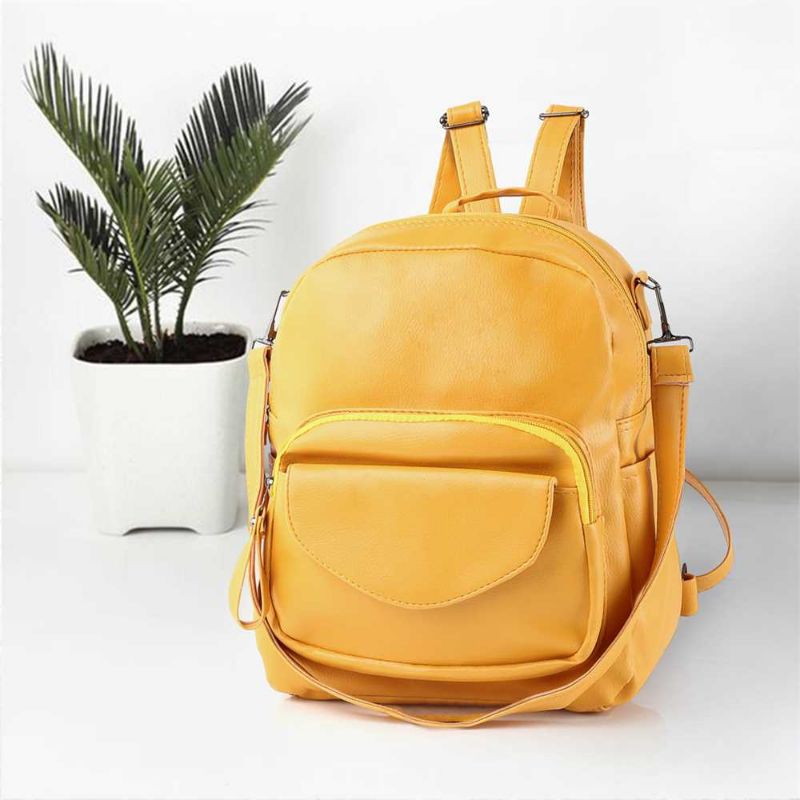 Tas punggung backpack wanita ransel casual sekolah kuliah bahan semi kulit premium garansi termurah