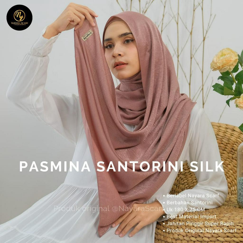 PASHMINA MALAY SILK SANTORINI PREMIUM | PASHMINA SATIN SILK MALAY TEXTURED MEWAH ORIGINAL BERLABEL NAYARA SCARF