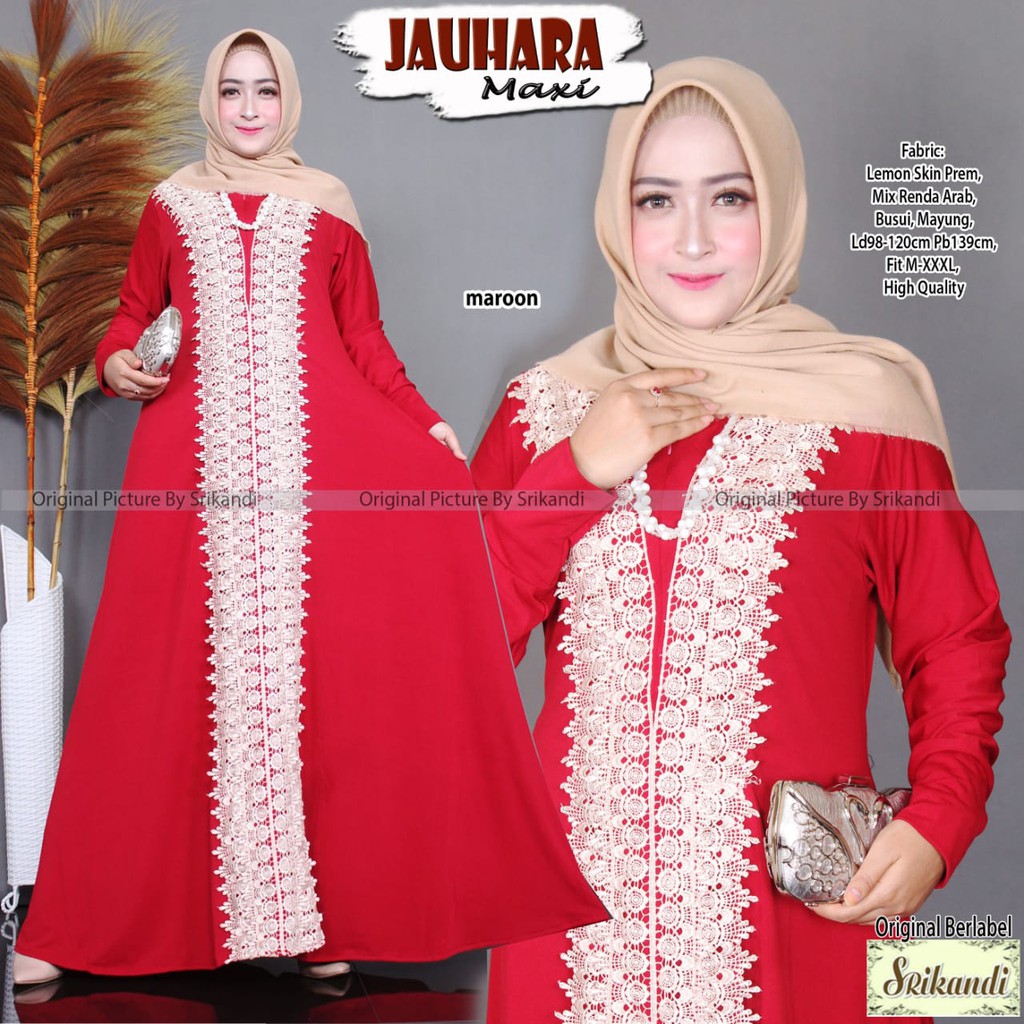 (REAL PICT) Gamis Abaya Jumbo Renda Turki Original JAUHARA MAXI Srikandi Solo
