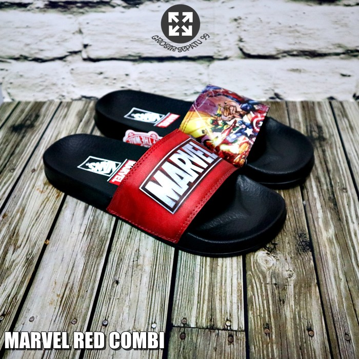 PGS SENDAL VANS MARVEL SLIDE SPORT HITAM SANDAL SLOP PRIA WANITA IMPORT PREMIUM FLIP FLOP VIETNAM