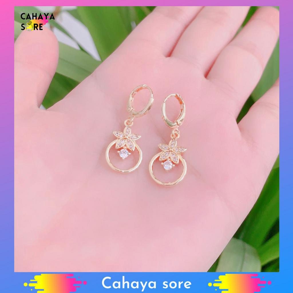 Anting Xuping Gold Anting Dewasa Model Clip Permata Love Baris AD34