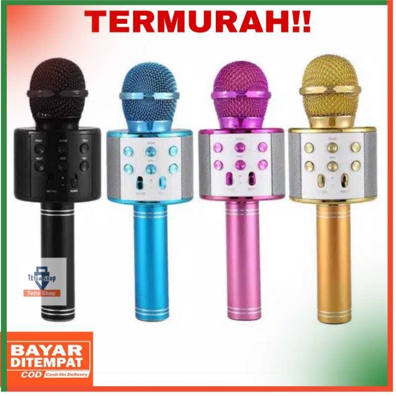 Mic Karaoke Bluetooth Ws 858 Microfon Original ws858 Wireless Portable ws-858 Smule Banyak Warna dan Mode Suara dapat diatur dan disesuaikan