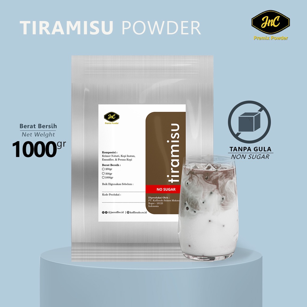 JnC Tiramisu Powder Tanpa Gula 1 KG / bubuk minuman Tiramisu