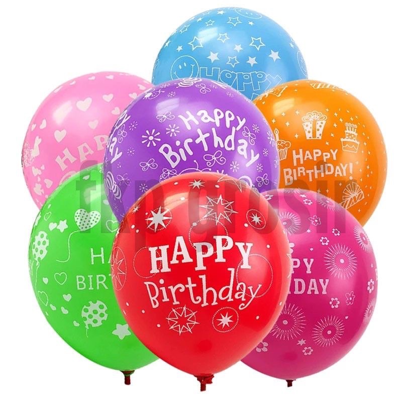 balon latex motif happy birthday 12inc / balon pesta ulang tahun / balon tiup / mainan anak murah