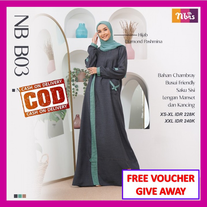 Gamis Nibras Terbaru 2021 Promo Baju Dress Gamis Nibras Wanita Dewasa Syari Bahan Katun Adem NB B03