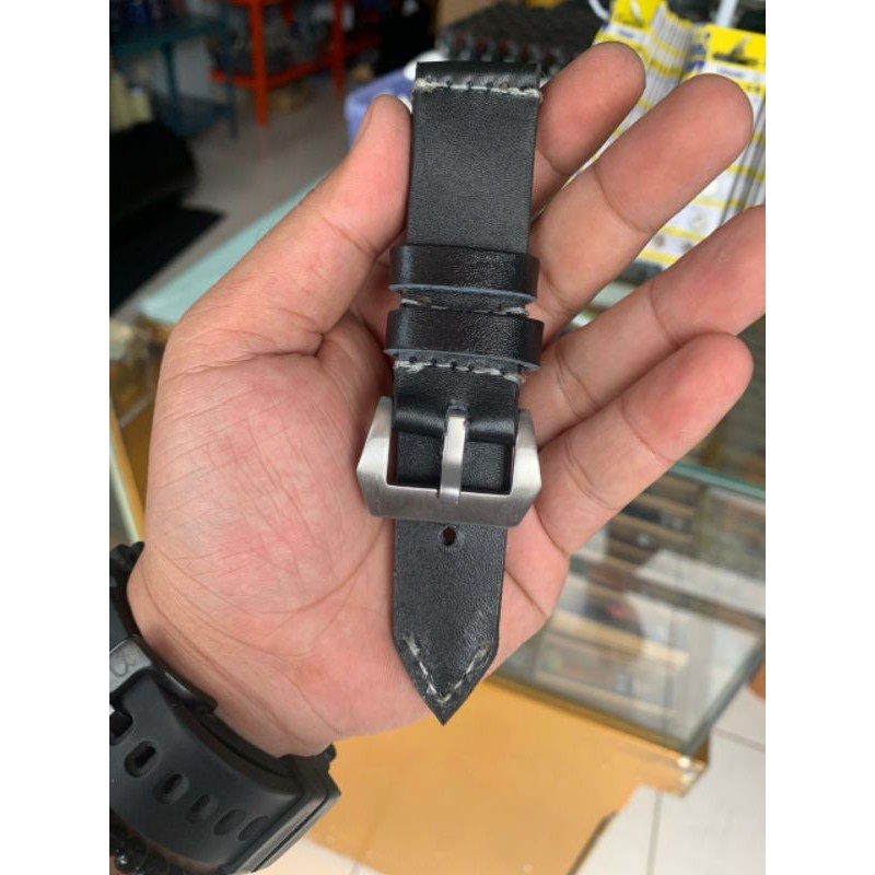 Strap Tali Jam Tangan Kulit Sapi Asli hitam dan Abu abu