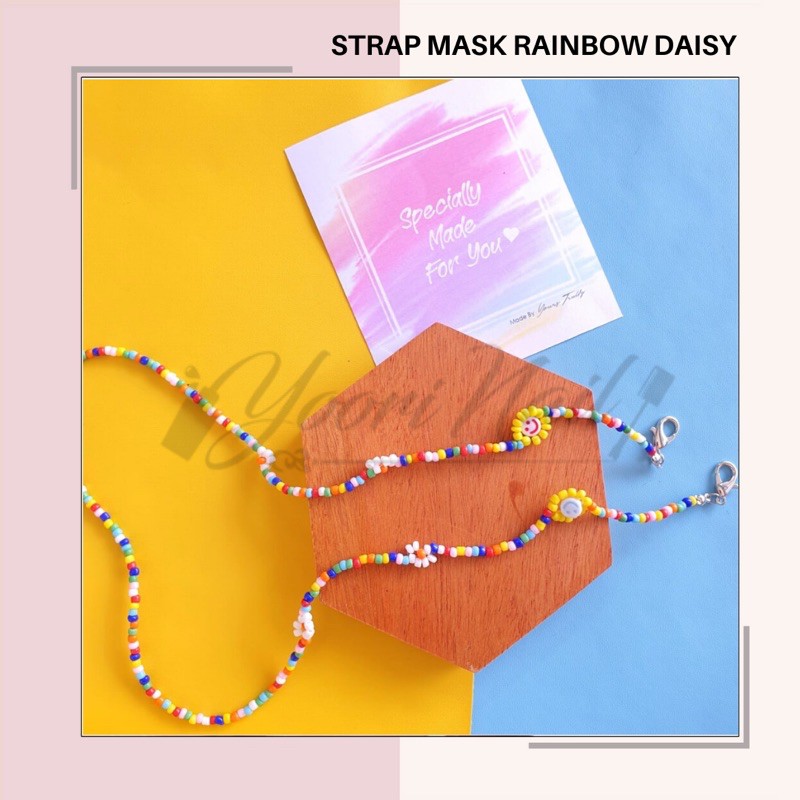 strap masker rainbow bunga daisy kalung tali masker bunga handmade daisy flower warna warni