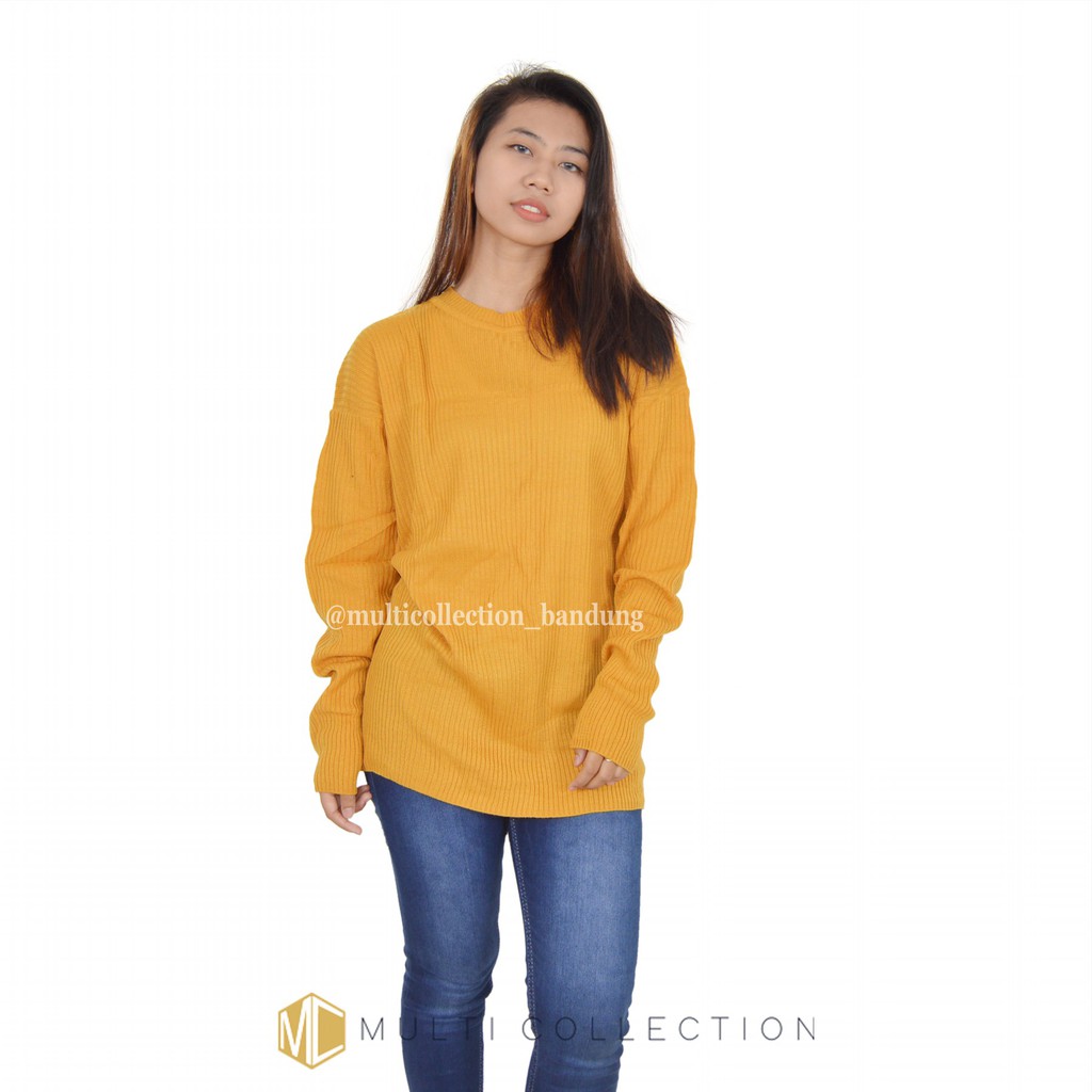 BOXY PREMIUM JUMBO MCRD / Baju Sweater / Rajut Jumbo / Sweater Over Size / Sweater Rajut Wanita-Mustard