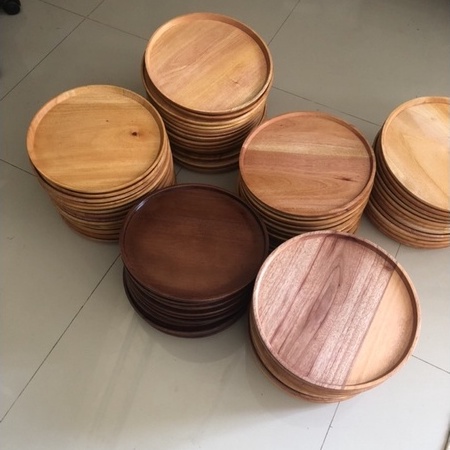 Nampan Kayu 30cm Nampan Baki Wooden Tray Bulat Kayu Mahoni