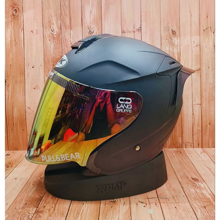 HELM INK DYNAMIC SOLID BLACK DOF - PAKET GANTENG - VISOR IRIDIUM PNP - SPOILER 2D-5
