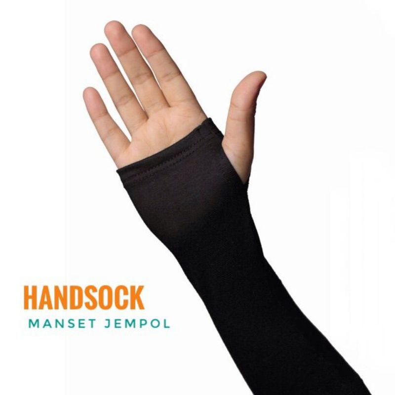 Handsock Jempol Hitam Polos / Manset Lengan [HANDSOK HITAM ECER]