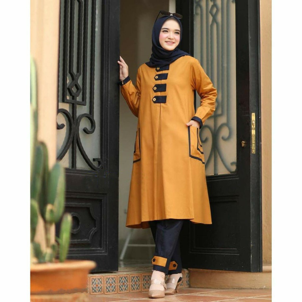 QUINNYSHOP-IJ-COD-SETELAN WANITA MUSLIM-SETELAN TUNIK DAN CELANA-BAJU DAN CELANA WANITA MUSLIM OOTD