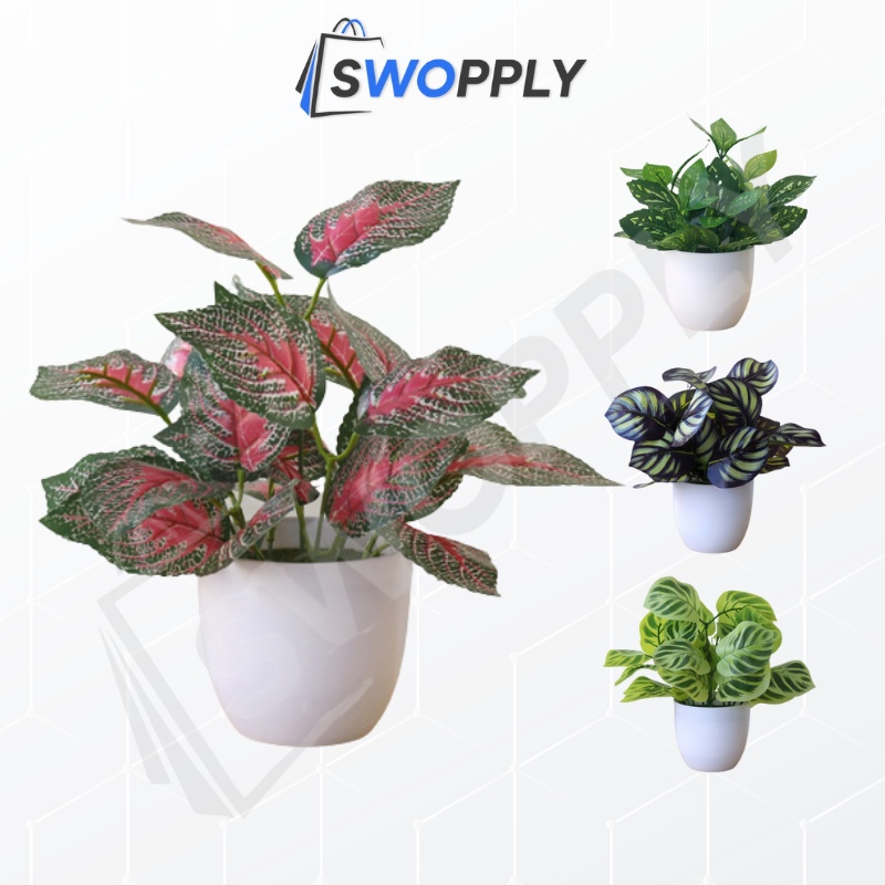 Swopply PT37 Pot Tanaman Hias Bunga Hias Plastik Ornamen Pot Bongsai Artificial Flower Decoration