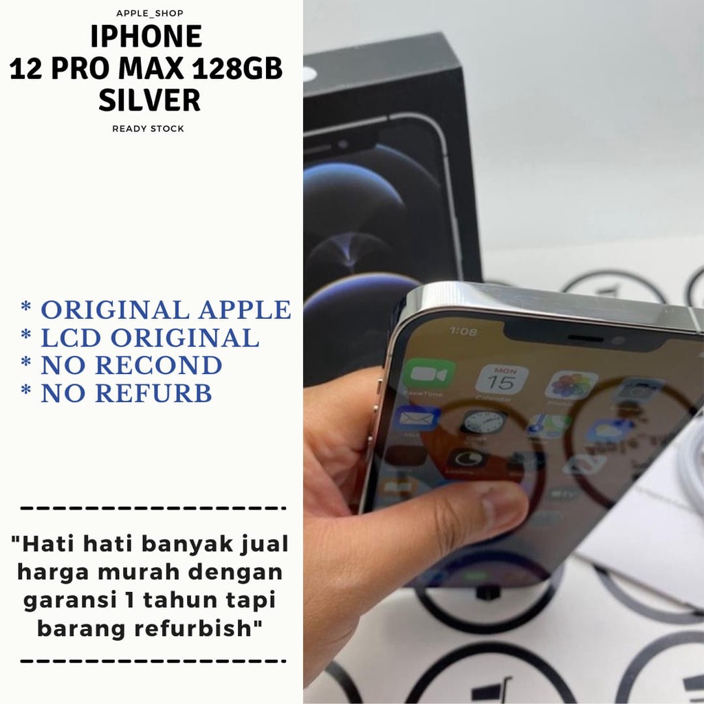 iphone 12 pro max 128gb Silver Lcd Original Mulus Original Bukan Refurbish / Rekondisi