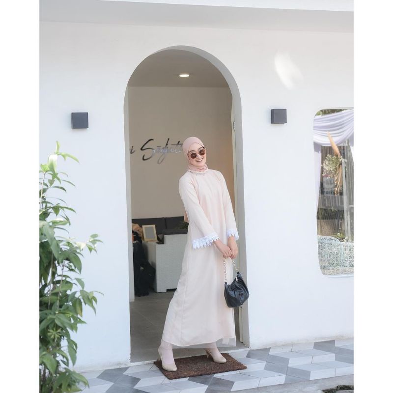 Baju Gamis Wanita Syar'i Muslim Remaja SWAROSKI Gamis Modis Wanita Lebaran 2021 Terbaru Super Kek Lt