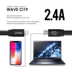 UNEED UCB19CI Wave Kabel Data Type C to Lightning Fast Charging 2.4A