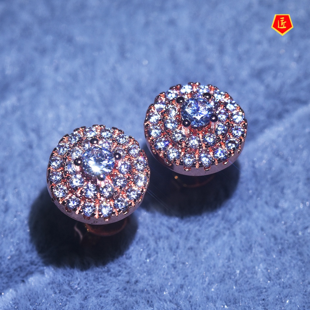 [Ready Stock]New Luxury Full-Jeweled Stud Earrings