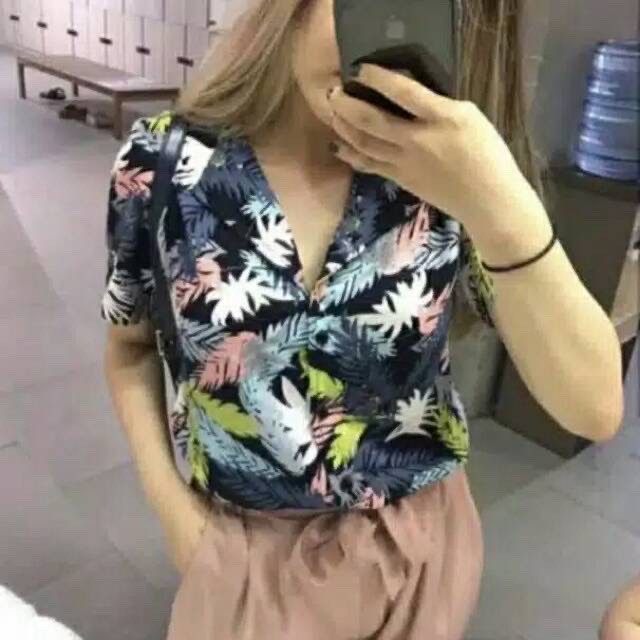 [] Kemeja Pastel Daun Wanita