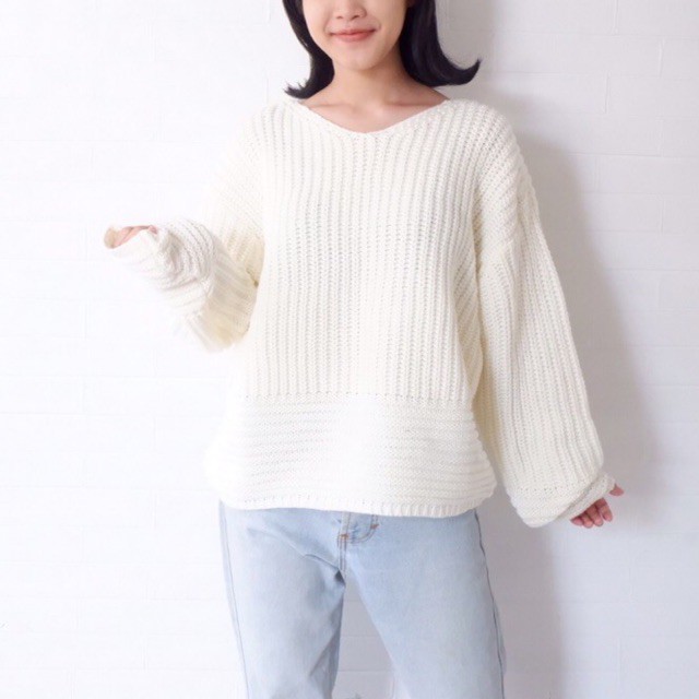 Vintage House Kayra Oversized Sweater ((Sweater Rajut Wanita Korea / Korean Sweater)-6