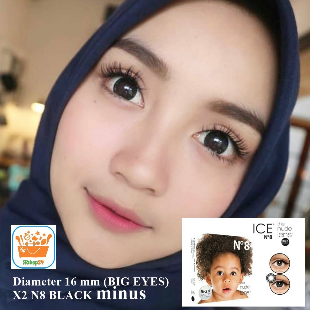 SOFTLENS MINUS DAN NORMAL X2 ICE NO.8 / N8 BLACK 16MM 0.00 sd -10.00 GRATIS TEMPAT SOFLEN