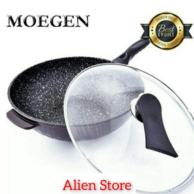 Murah Moegen Germany Wok Pan Panci 30 Cm Marbel Coating Anti Lengket Terlaris