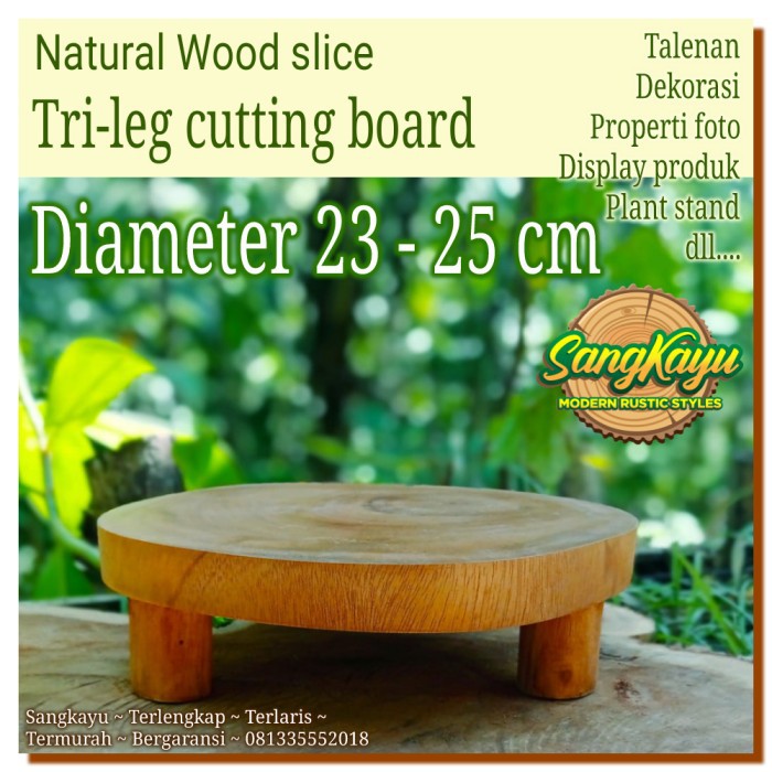 Talenan kayu talenan kaki tiga 23-25 cm display produk properti foto