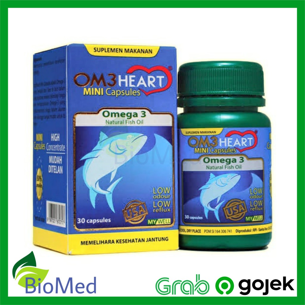 OMEHEART OMEGA 3 - Suplemen Kesehatan Daya Tahan Tubuh isi 30 kapsul.