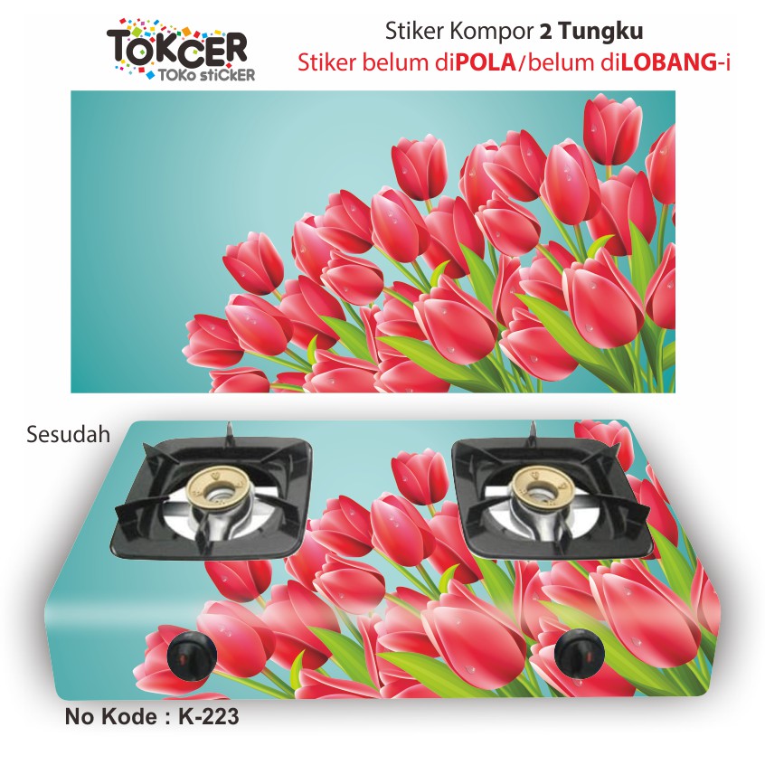 Stiker Kompor 2 Tungku Bunga Tulip