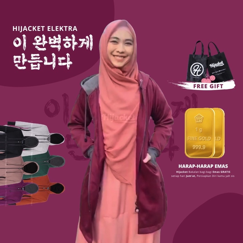 ✅Beli 1 Bundling 4✅ Hijacket ELEKTRA Original Jacket Hijaber Jaket Wanita Muslimah Azmi Hijab-0