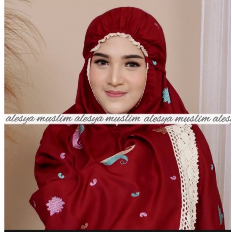 MUKENA RAYON MOTIF KEONG RENDA RAJUT  ALESYA