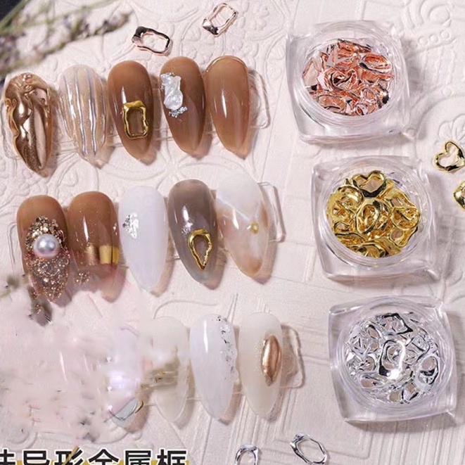 NAIL CHARM ABSTRACT ROUND GAYA JEPANG HIASAN KUKU GOLD METAL ABSTRAK