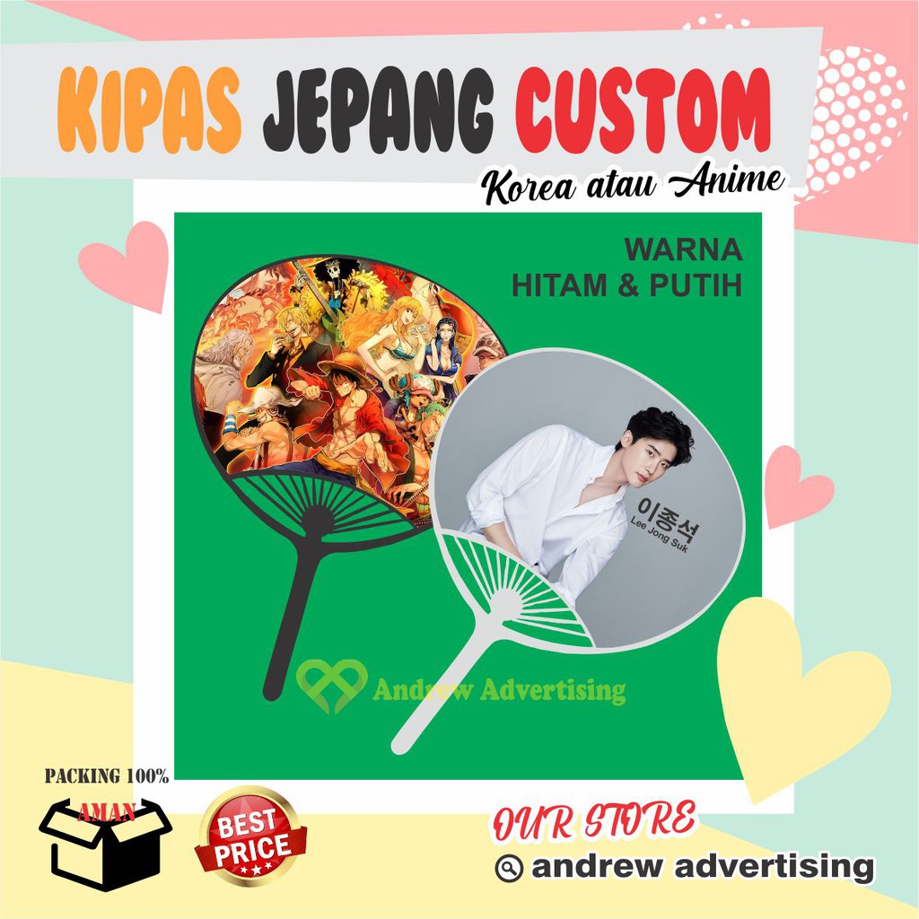 Kipas Jepang Custom Gambar Anime / KPOP model Kerang