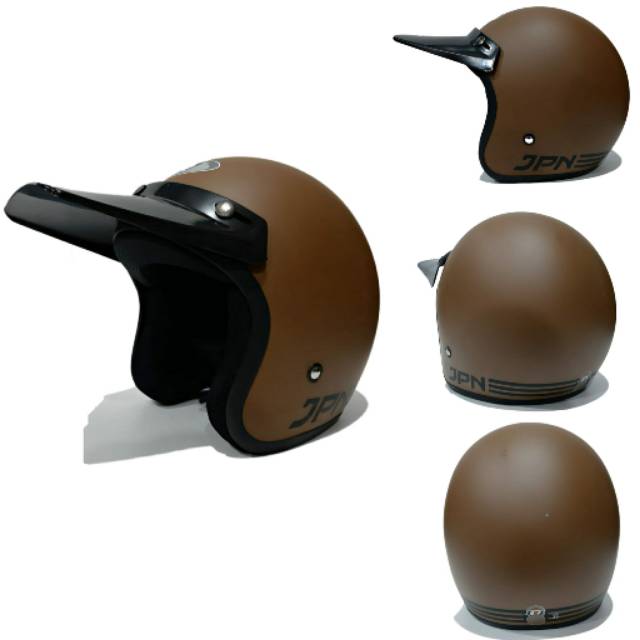 Helm Bogo Jpn Semi Croos Coklat Dof Topi Panjang