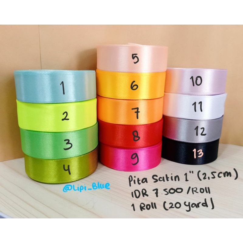 

Pita Satin 1" (2,5 cm) | pita kado hampers parcel hiasan craft kerajinan