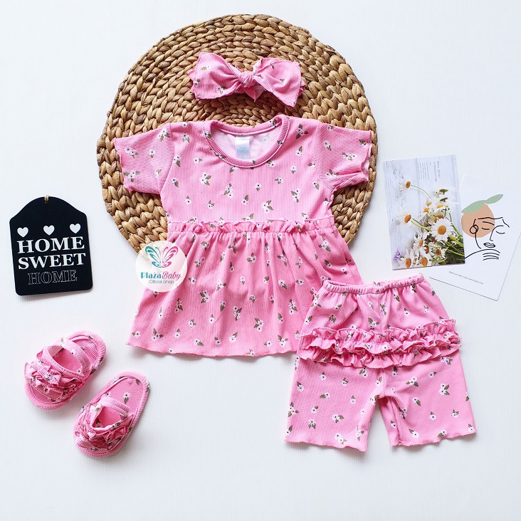 Plazababyku MX MEDDIE SET SANDAL setelan bayi motif bunga yang lucu free headband + sandal PART2