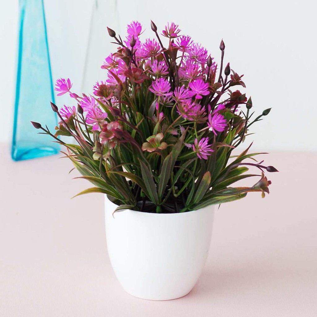 NM611 Bunga plastik / pajangan bunga Artificial / motif Rose  Vas Bulat-5