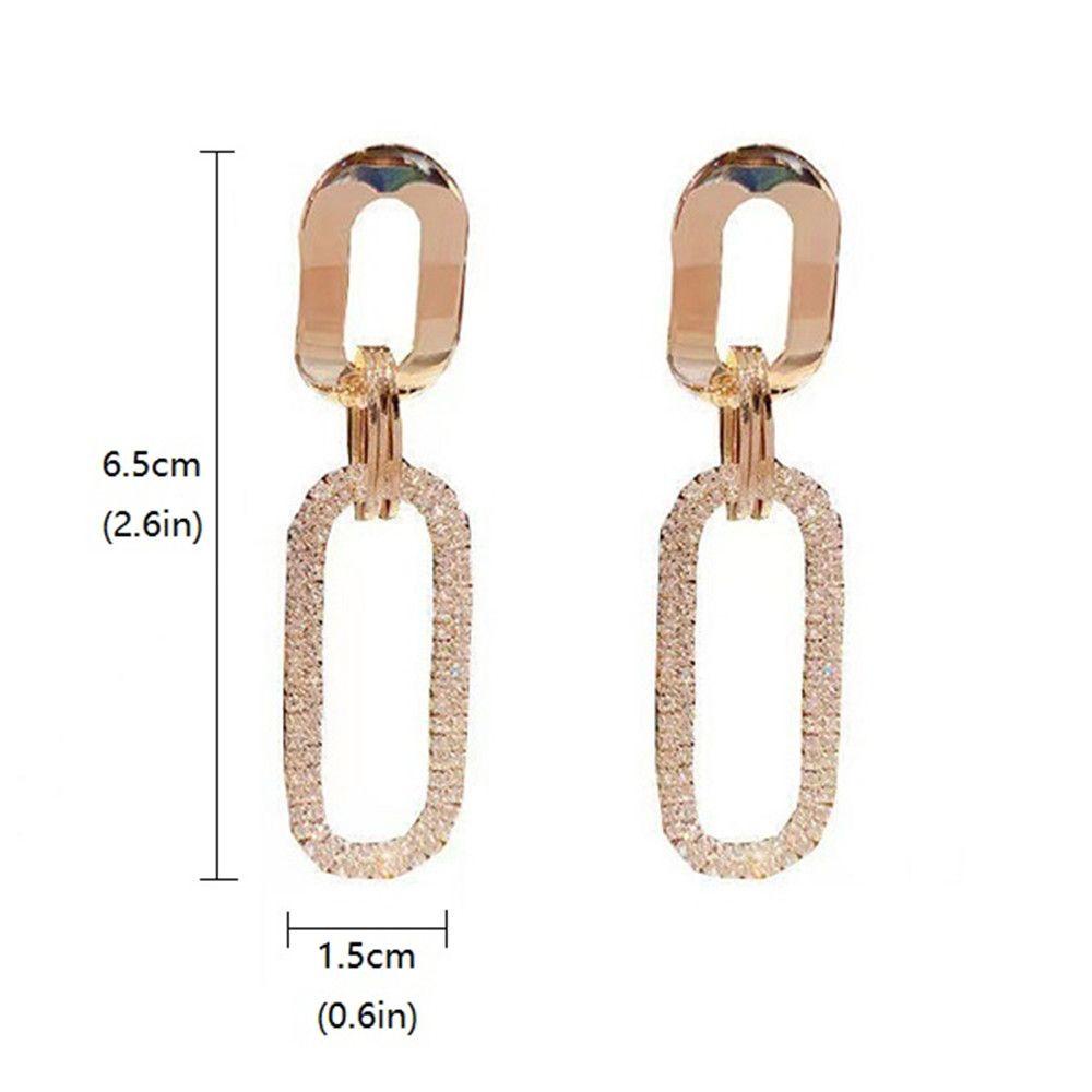 Lily Anting Wanita Oval Trend Rhinestones Stud Earrings