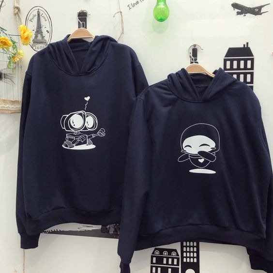 MYSTIQUE.ID-HOODIE COUPLE ROBOT LUCU DAN AESTHETIC