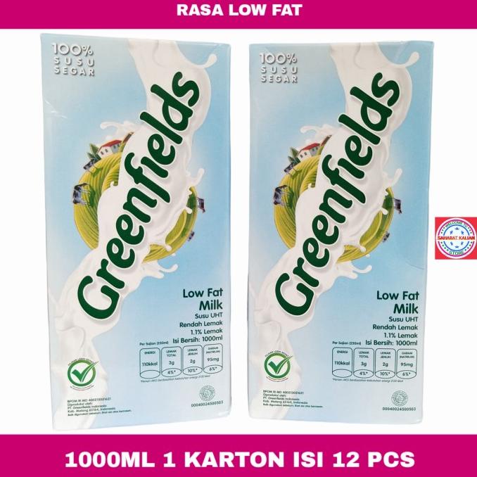 

(BISA COD) SUSU UHT GREENFIELDS LOW FAT 1 LITER 1 KARTON 12PCS TERBAIK Kode 537