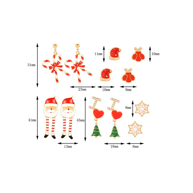 LRC Anting Set Fashion Color Christmas Earrings Earrings Set Of 6 D18702