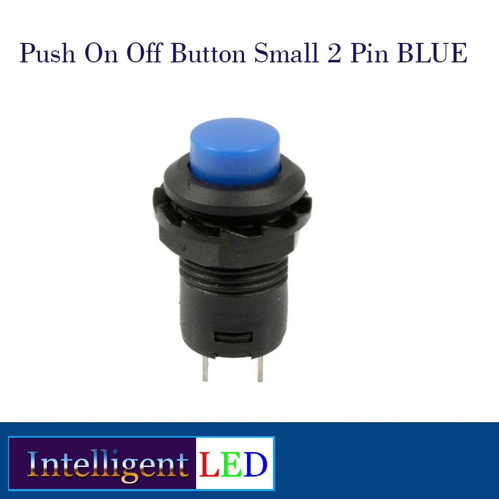 Push On Off Button Small 2 Pin BLUE