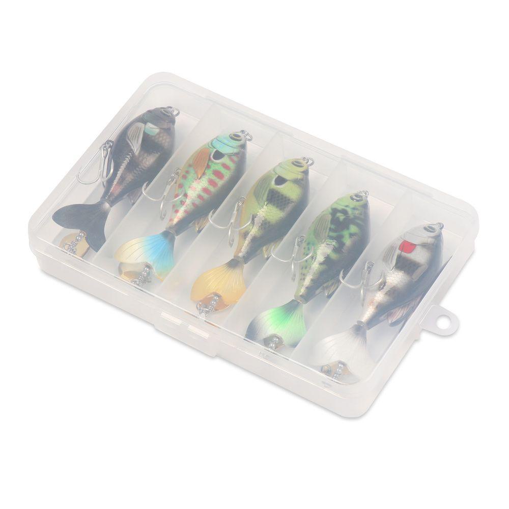 TOP 5pcs /Box Rotate Tail Fishing Lure New Lembut Rotating Tail 2segment VMC Hooks