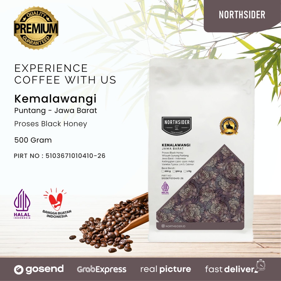 BIJI KOPI ARABIKA KEMALAWANGI BLACK HONEY 500GR NORTHSIDER COFFEE