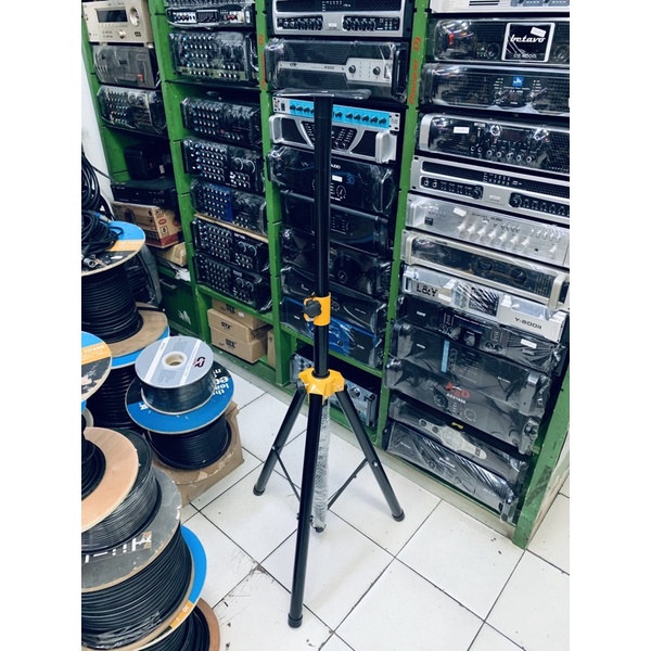 stand tripod speaker full besi . stand speaker list kuning full besi kuat