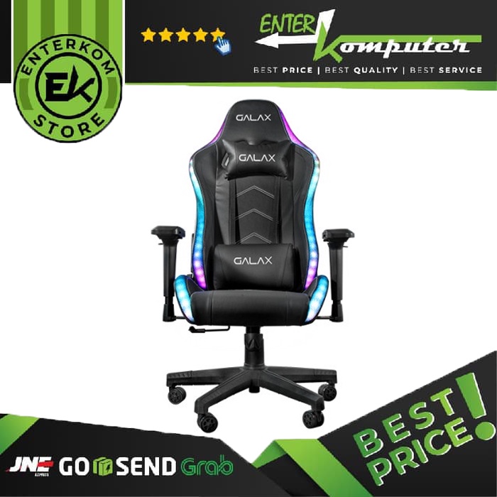 GALAX Gaming Chair GC-01 Black - RGB Effect - Lumbar Pillow - Ergonomic Support System