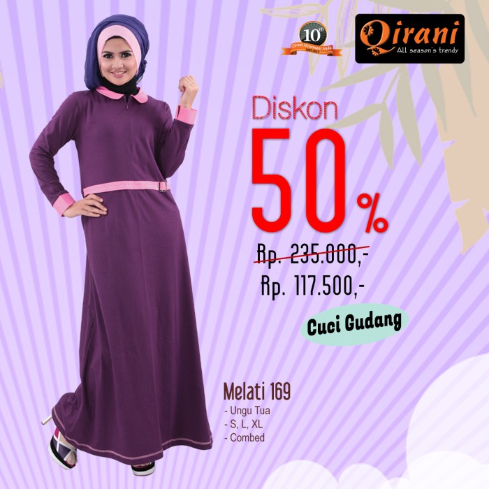 Qirani Dewasa Melati 169 | Baju Perempuan Wanita Muslim Gamis D Lebaran Kekinian Remaja Fashion Impo