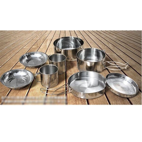 Panci Serbaguna Stainless Langseng Cooking 8set panci Camping