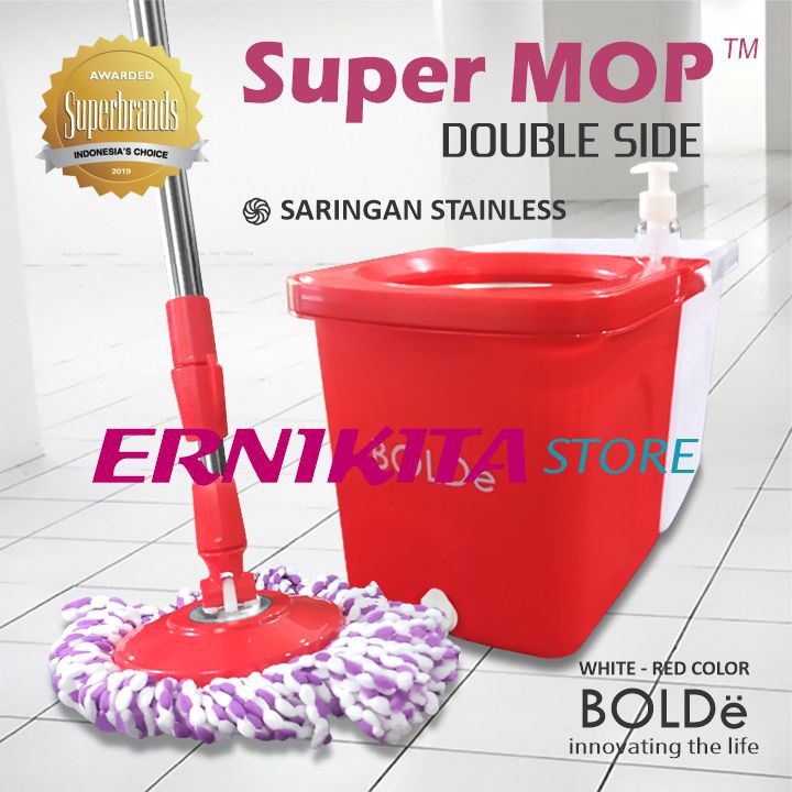 BOLDe DOUBLE SIDE - Supermop Alat Pel Modern Ember Terpisah Bisa Dilepas